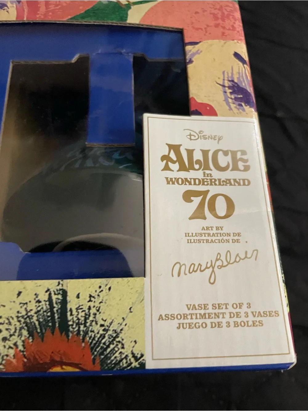 Disney Alice in Wonderland Floral Blue and Pink Salt & Pepper Shakers and vases